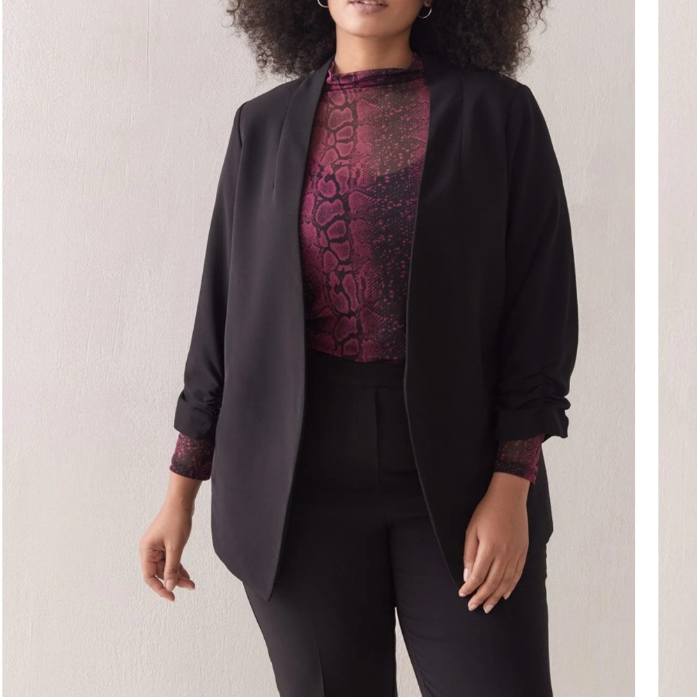NWT Addition Elle Black Blazer with Three-Quarter Sleeves